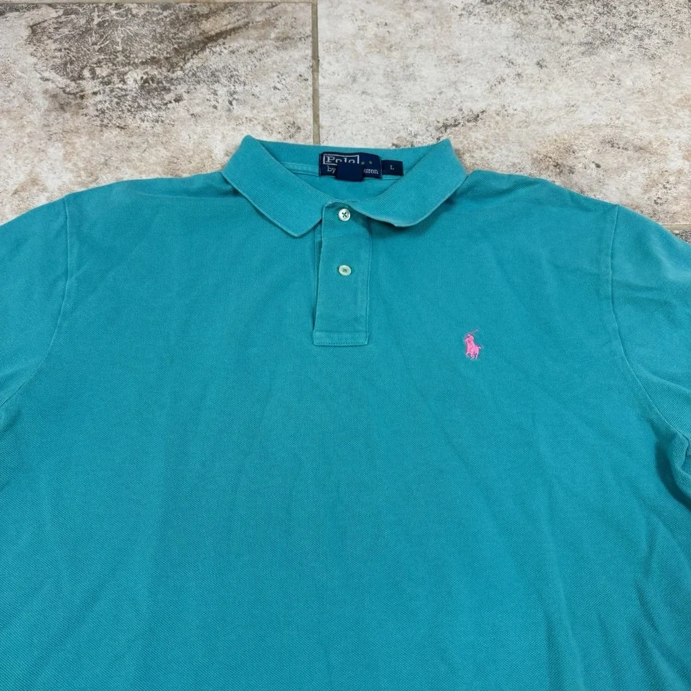 Polo Ralph Lauren Polo Shirt Mens Blue Large Short Sleeve Casual Miami Style